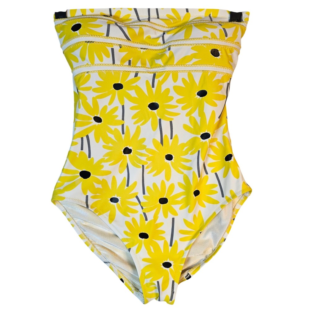 Gottex Yellow Daisy Floral Strapless One Piece Swimsuit 835 070 Size 8